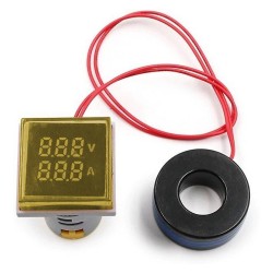 Woltomierz Amperomierz LED 30 x 30 mm 20-500V/100A żółty