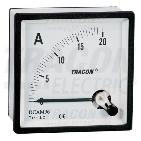 Analogue DC ampermeter, panel mount 48×48mm, 20A DC