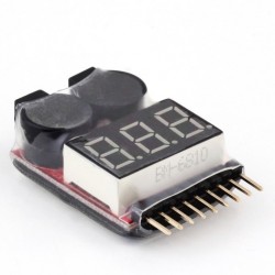 Alarm - tester pakietów - buzzer 1-8S: Li-Po, Li-Ion, Li-Fe