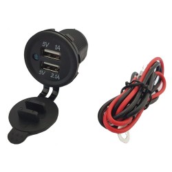 Car charger 2x USB 5V/2.1A blue backlight, with 60 cm cable
