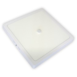 LED ceiling lamp 24W / 230 V with PIR motion sensor, square, surface-mounted