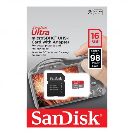 Karta 16GB SanDisk MicroSDHC Ultra z adapterem